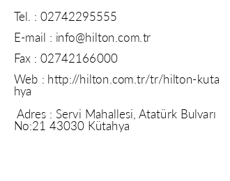 Hilton Garden nn Ktahya iletiim bilgileri